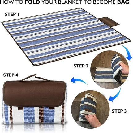 ZHUOHUA Waterproof Foldable Outdoor, Extra Large Picnic Blankets, Fashion Handy Tote, Beach Mat for Spring Summer Camping