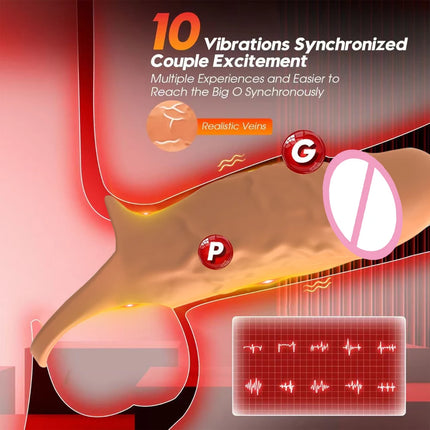 Vibrating Penis Sleeve Cock Ring G Spot Stimulate Sex Toys for Men 10 Vibration Modes Erection Trainer Delay Ejaculation Sex Toy