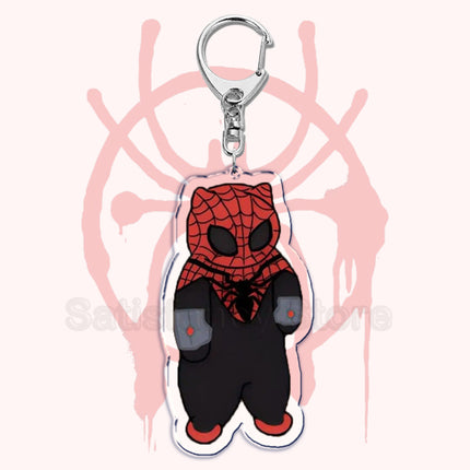 Cute Spider Punk Cat Warrior Key Chain Key Ring Invincible Superhero Keychains Keyring Pendant for Bag Man Women Jewelry Gifts