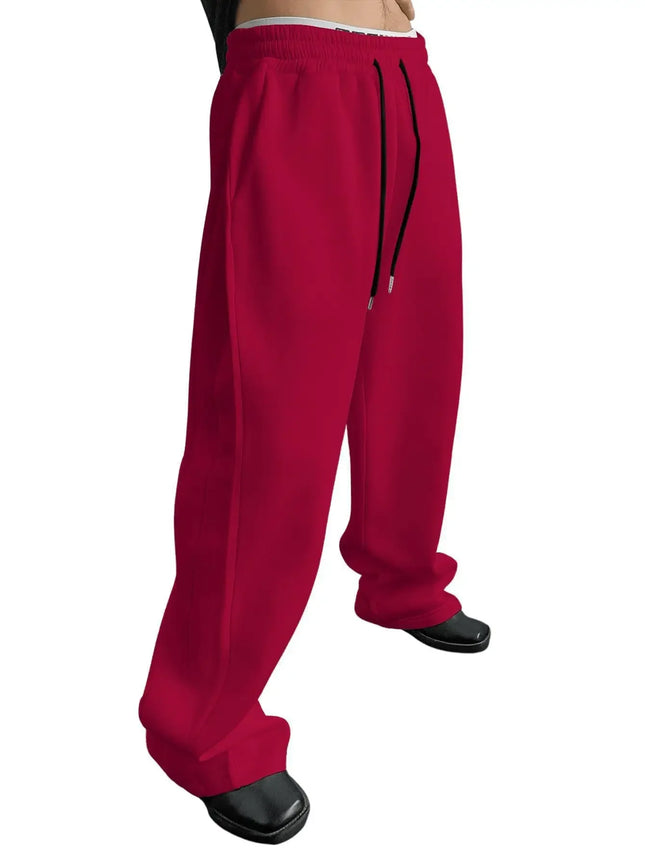 2026 American Heavyweight Sports Sweatpants for Men in The Summer of 2025, New Straight-leg Casual Wide-leg Long Pants