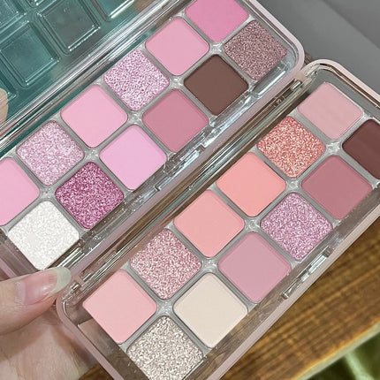 12 Colors Shimmer Matte Eyeshadow Palette Nude Rose Pink Glitter Pigment Eye Shadow Lasting Waterproof Make Up Palette Cosmetics