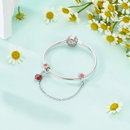 Spring Charms Beads Pendant 925 Sterling Silver Flower Butterfly Dragonfly Mushroom Charms Fit Bracelet Woman Man DIY Jewelry