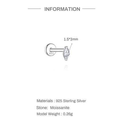 CANNER 925 Sterling Silver Shiny Heart-shape For Women INS Mini Cute Dainty Flat Head Piercing Earring Birthday Party Gifts
