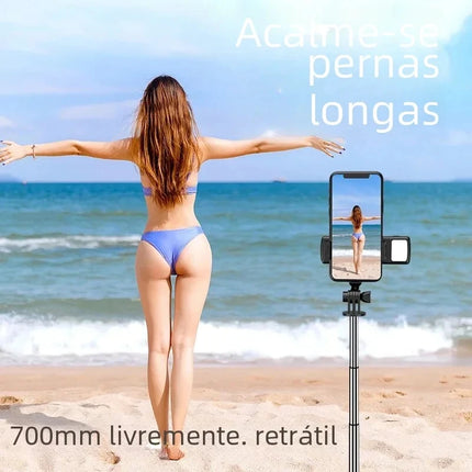 Roreta Portable Tripod Bluetooth Selfie Stick Retractable Multifunctional Phone Holde With Selfie light Wireless Remote