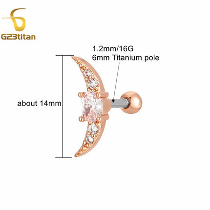 1pc Ear Cartilage Helix Earring 16G G23 Titanium Custom Barbell Screw Back Stud Earring Hypoallergenic Piercing Body Jewelry