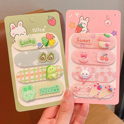 Summer New Baby Girl Bangs Stickers Set Cute Cartoon Sweet Flower Princess Side Clips Kids Headdress Hair Artifact Photo Props