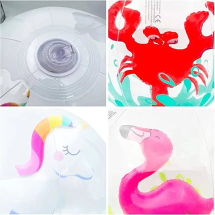 Inflatable Beach Animal 3D Ball for Lawn - Transparent Water Play Ball with Flamingo & Unicorn Designs Children's Outdoor Fun