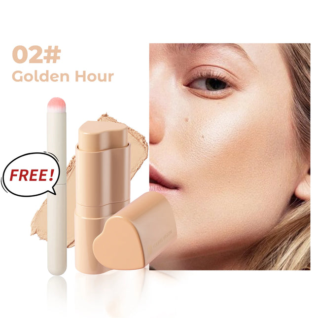 YOUNG VISION 6-Color Matte Heart Blush, Contour Stick, Face Sculpting Mousse Blush, and Lipstick 3-in-1, gift 1pcs makeup brush