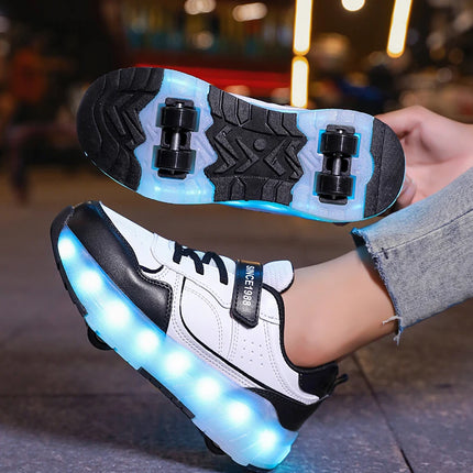 Luminous Roller Skate Shoes Wheels Removeable Sneakers Kids Roller Shoes USB Charge Light Up Sport Skate Board Shoes Boys Girls