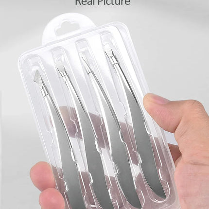 4 pcs/set New Arrival Professional Stainless Steel Tweezer Eyebrow Face Nose Hair Clip Remover Tool Clip