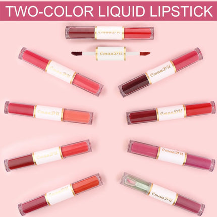 8 Colors Velvet Matte Liquid Lipstick Double-ended Lip Gloss Long-Lasting Waterproof Easy Color Non-stick High Pigment Lipgloss