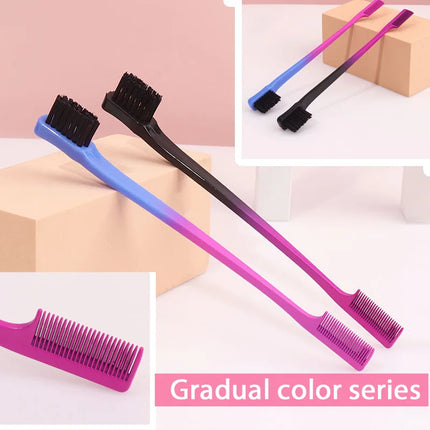 Dual Hair Edge Brush Teasing Comb 3N1 Edge Control Brush comb Holiday Gift Edges Baby Hair Eyebrow brush salon home easy use