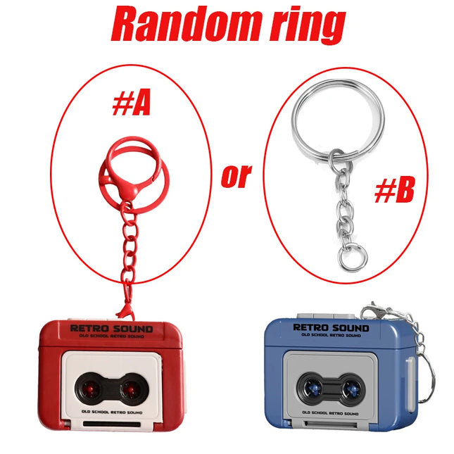 2PCs Creative Vintage Mini Retro Cassette Recorder Music Key Chain Cute Mini Player Souvenir Keyring Couple Friends Xmas Gift
