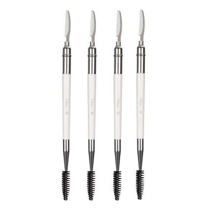 1pc Dual ended Brow Comb Makeup brush Eyebrow Make up brushes stainless steel Eye Lashes roller Eyelashes white Beauty tool 591
