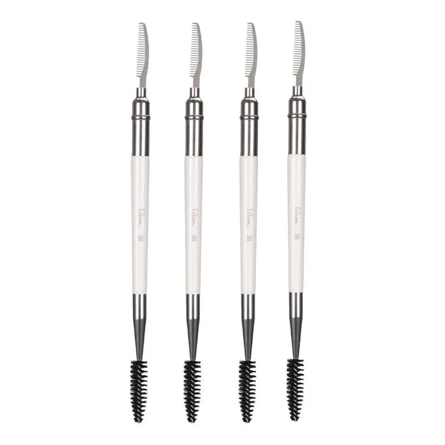 1pc Dual ended Brow Comb Makeup brush Eyebrow Make up brushes stainless steel Eye Lashes roller Eyelashes white Beauty tool 591