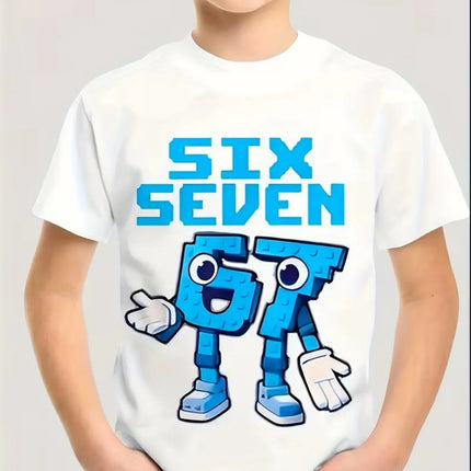 Funny Six Seven Italian Brainrot 67 Number Graphic Print T-Shirt Boy/Girl Summer Short Sleeved Kids Loose Comfortable Tshirt Top