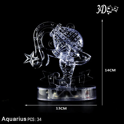 DIY 12 Constellation Puzzle LED Light 3D Crystal Puzzle Exquisite Gifts for Children and Adults Education Puzzle Creative Toys