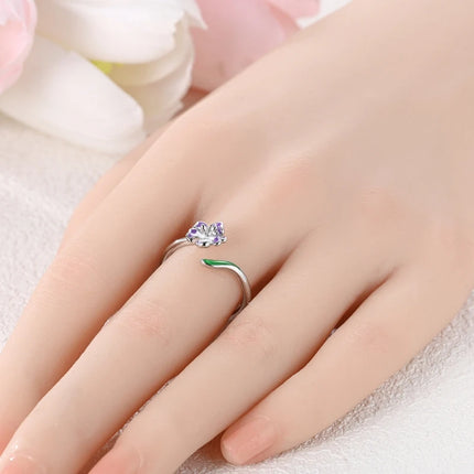 Adjustable Rings 925 Sterling Silver Mermaid Wing Dragon Sunflower Tulip Open Rings For Women Female Original Engagement Jewelry