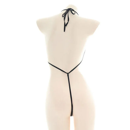Sexy Jumpsuit Bandage Patent Leather Bikini Straps Bandage Bodysuit Beach Girl One-piece Bikini Costume Women Pajamas Lingerie