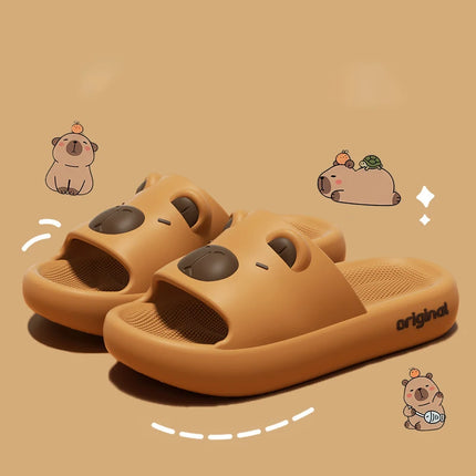 Capybara Cute Cartoon Slippers Sweet Indoor Outdoor Antislip Slides Thick Soft EVA Soles Kawaii Shoes