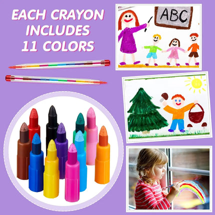 10Pcs Stackable Crayon Set 11 Colors Pencils Colorful Party Favors DIY Mini Rainbow Crayons Pens School Office Supplies
