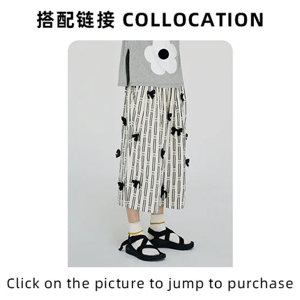 imakokoni original applique pure cotton gray T-shirt pullover short-sleeved shirt casual loose large size summer female 223602