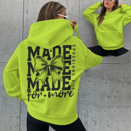 "Made For More" Hoodies Vintage Coquette Bow Jesus Sweatshirt Fashion Long Sleeve Graphic Christianity Women Streetwear Hoodie