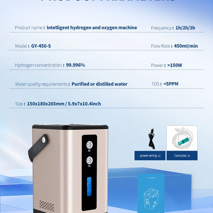 SUYZEKO Hydrogen  Inhalation Machine, 99.99% portable Purity Dual Outlet H2 Generator, PEM molecular  Water Electrolysis Ionizer