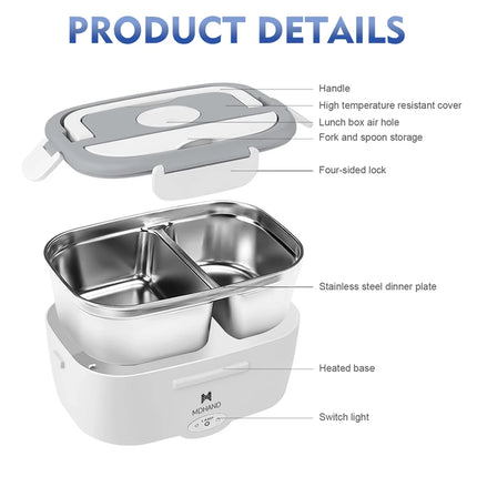 New 65W 1.5L Large Capacity 12V 24V Car Electric Lunch Box Portable Home 110V 220V Electric Lunch Box with Insulation Bag