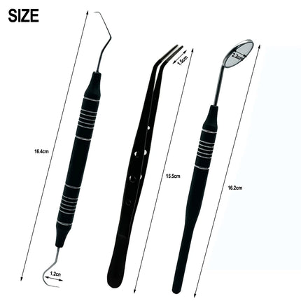 3pcs/KIt Dental Mouth Mirror Tweezers Curve Probe Kit Dental Stainless Steel Instrument For Dentist Oral cleaning Tool