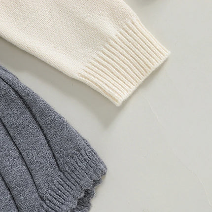 0-18M Infant Newborn Baby Girl Knit Sweater Romper Contrast Color Long Sleeve Jumpsuit Overall Spring Autumn Soft Clothes