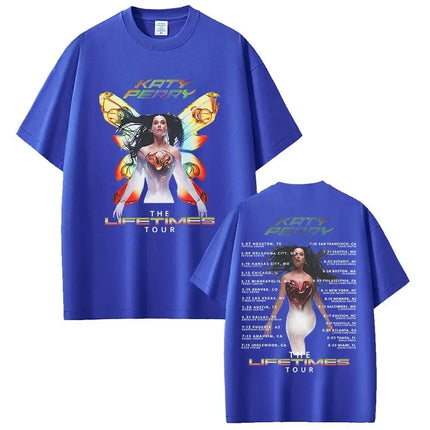 The Lifetimes World Tour T-shirt Katy Perry Merch T Shirt Oversize Y2k Women Men Causal Cotton Short Sleeve Harajuku Streetwear
