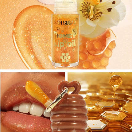 Sam Sugar Honey Lip Oil Deeply Moisturizes and Improves Lip Lines, Offering Both Lip Gloss and Lip Balm Functions, with a Transparent Texture That Gives a Refreshing Feel, Long-Lasting Hydration and Moisture-Locking Propertie