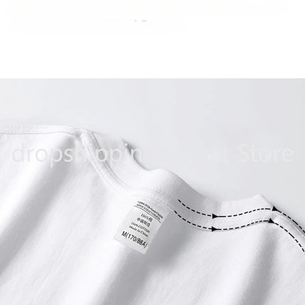 Summer Light Blue 300g Heavy Cotton Short-sleeved T-shirt Loose Men's and Women's Casual Half-sleeves Tee