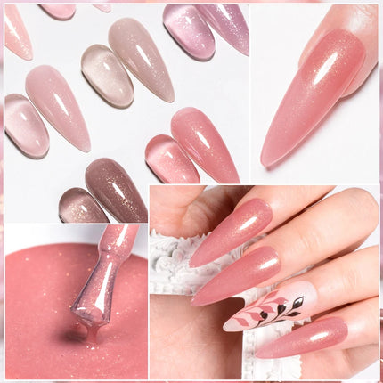 MEET ACROSS 7ml Rubber Base Gel Glitter Nude Pink White 2 In 1 Gel Nail Polish Nail Art Varnish For Nails Winter Autumn Manicure