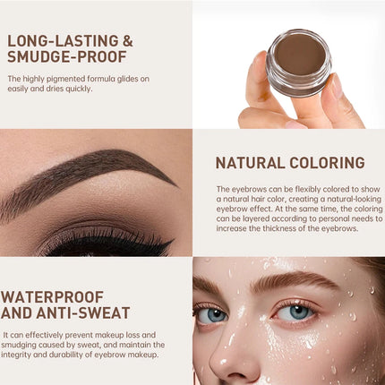 6Color Matte Black Wild Eyebrow Cream 3D Natural Tint Eyebrow Enhancers Gel Wax Waterproof Long Lasting Eye Makeup Cosmetic Tool