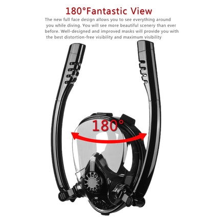 DEDEPU Full Face Snorkel Mask Double Breathing Tube 180° Wide-Eye Panoramic Vision Advanced Anti-Fog Swim Leak-Proof Adventures