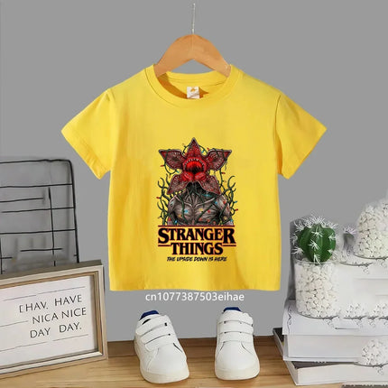 Trendsetting Stranger Things Prints for Summer Cheap Yet Chic O-neck Tees for Boys and Girls Soft Fashionable for Kids