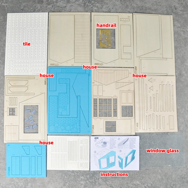 Assembly Architectural Building Single-Family Home Bungalow Rural Housing House Diorama Miniature Scale Model Kit 1/16
