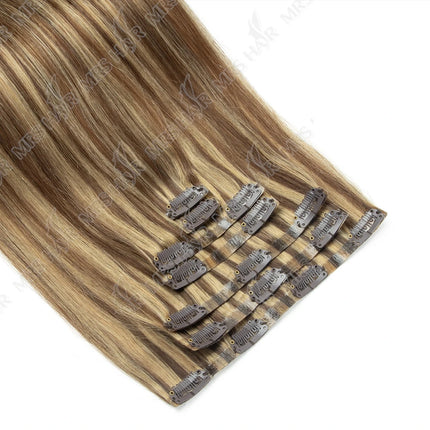 Invisible Clip In Hair Extension Injected PU Tape Weft Clip in Human Hair Extension 7Pcs/set 12-24inch 100G 120G Clip On Hair
