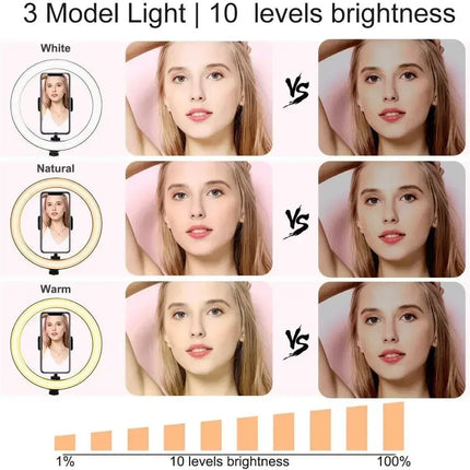 Christma Gift 10 Inch Dimmable LED Selfie Ring Light with Stand Tripod Lamp Photography Ringlight Phone