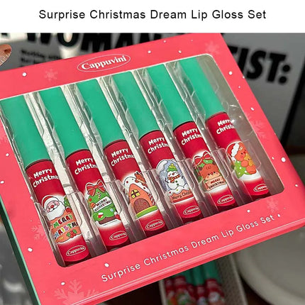 Cappuvini 6-Pack Lip Gloss Set Christmas Gift Water Light Long-Lasting Easy Apply Lip Glaze Lipstick Collection