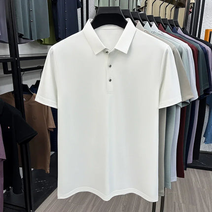 Men's Fashion Mulberry Silk Polo Shirt Soft Silky Touch Fabric Short Sleeve For Business And Daily Use