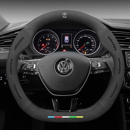 For Volkswagen Passat Golf 5 GTI Beetle Tiguan Touareg Polo T-ROC T-Cross Magotan Jeeta Car Suede Anti-Slip Steering Wheel Cover