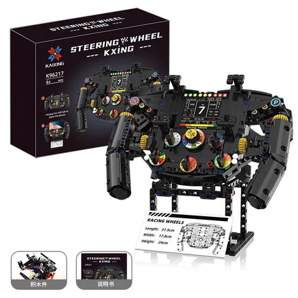 Mechanical Steering Wheel Building Blocks Set Formula Racing Sports Ca Desktop Ornament DIY Toy Holiday Gift Creative Home Decor