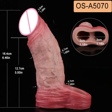 SXXY Super Real and Soft Penis Sleeve With Close Head Silicone Girth Enhancer For Men Penis Extend Reusable Condom Sex Toy