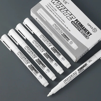 New 1/2/3PCS Waterproof Metal Marker Permanent White Paint Pen Washing Art Painting Graffiti Pens Fabric Wood Leather Marker1MM