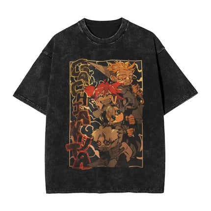 Harajuku Vintage T Shirts Hot Sale Gachiakuta Washed T-Shirt Anime Y2K Fun Casual T-Shirt O-Neck Fashion T-Shirt Loose Oversized