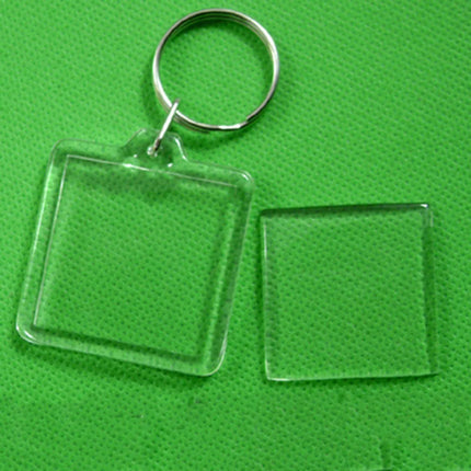 Photo Frame Keychian Acrylic Rectangle Insert Picture Frame Keyring Key Holder DIY Split Ring Gift for Women Ladies Girls