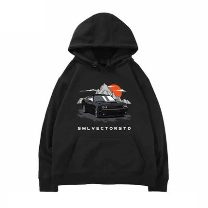 RT American Big V8 Muscle Car Challenger Fashion Outdoor Hoodie Men's and Women's Autumn/Winter Loose Casual Top